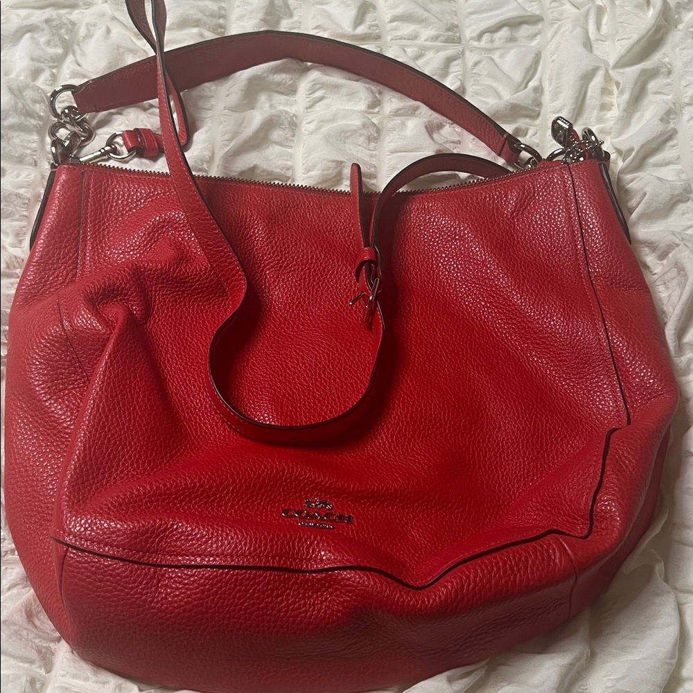 Coach Cherry Red Leather Hobo Bag